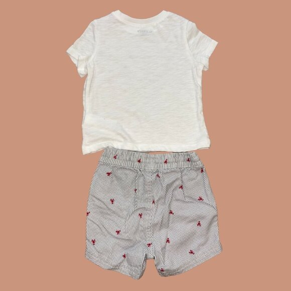 Old Navy 12-18 M White Shirt & Lobster Striped Shorts Set - Picture 2 of 2
